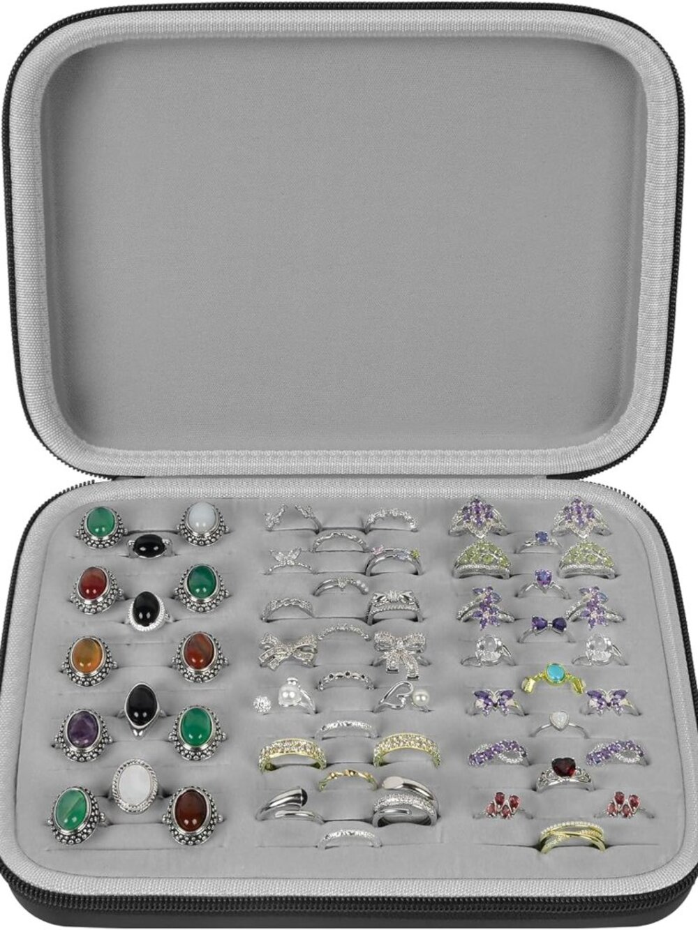 Ring Organizer Storage Case - Jewelry Ring Display Collector Box with 42 Slots.
